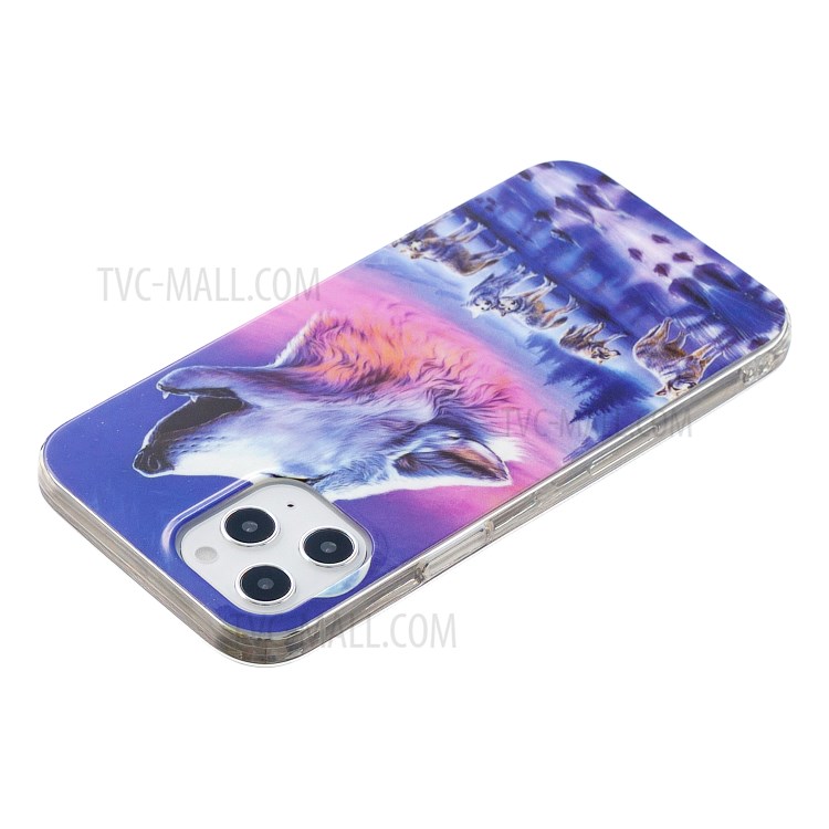 Newly Noctilucent Patterned IMD TPU Case Shell for iPhone 12 Pro Max 6.7 inch - Howling Wolf-4