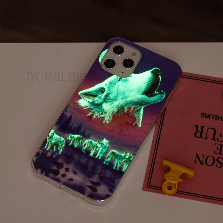 Newly Noctilucent Patterned IMD TPU Case Shell for iPhone 12 Pro Max 6.7 inch - Howling Wolf-5