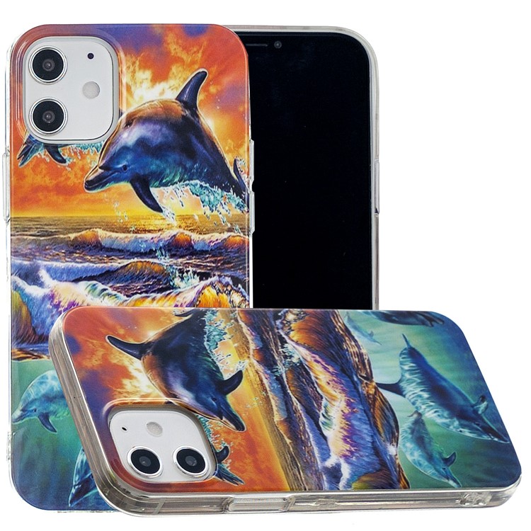 Animal Series IMD Soft TPU Case for iPhone 12 mini - Dolphin-1