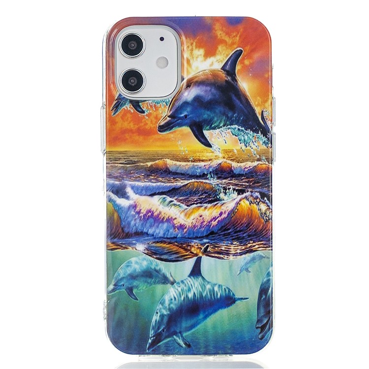 Animal Series IMD Soft TPU Case for iPhone 12 mini - Dolphin-3