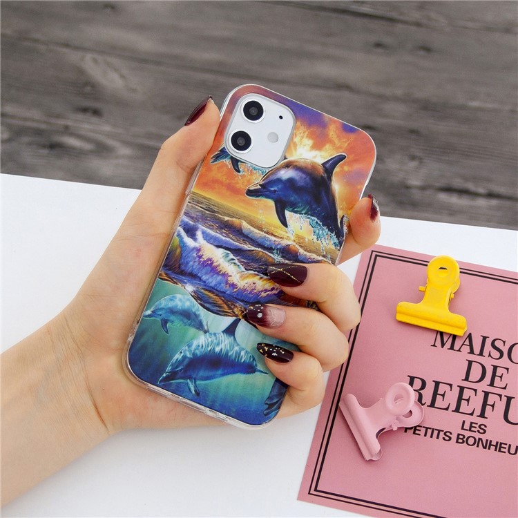 Серия Животных IMD Soft TPU Корпус Для Iphone 12 Mini - Дельфин-5