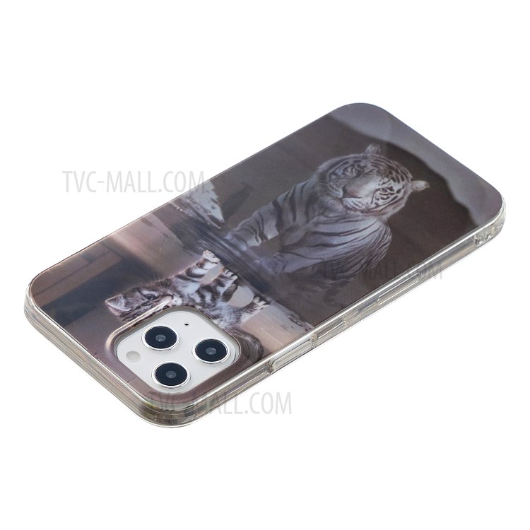 Pattern Printing IMD TPU Case for iPhone 12 Pro 6.1 inch - Cat and Reflection in Water-4