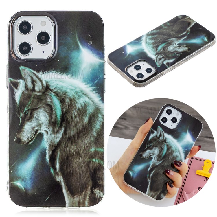 Animal Series IMD Soft TPU Case Phone Cover for iPhone 12 Pro Max 6.7 inch - Wolf-2