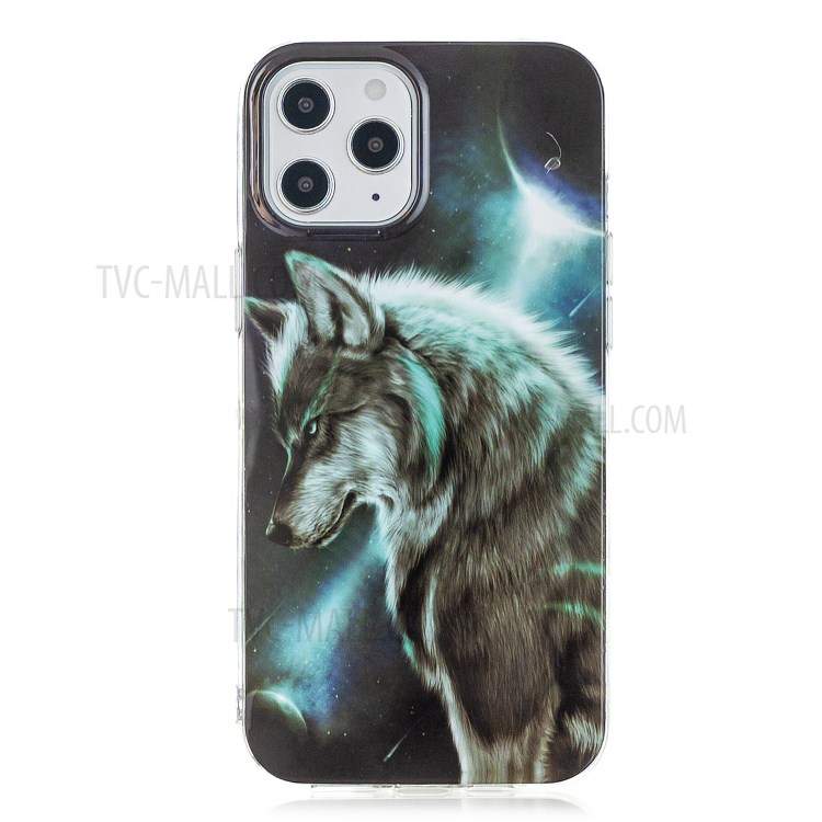 Animal Series IMD Soft TPU Case Phone Cover for iPhone 12 Pro Max 6.7 inch - Wolf-3