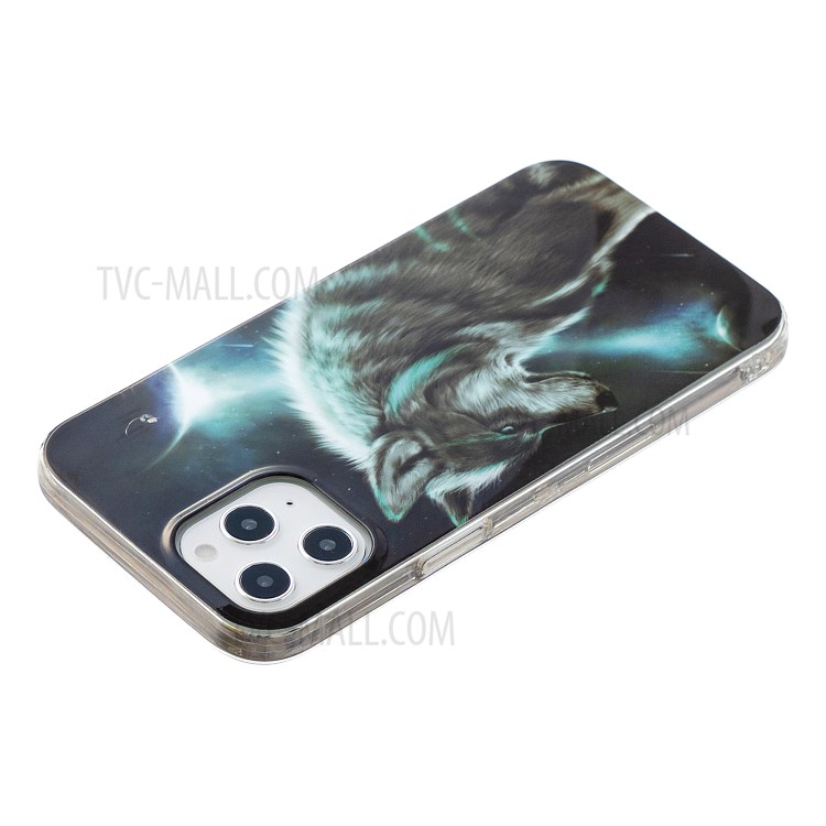 Animal Series IMD Soft TPU Case Phone Cover for iPhone 12 Pro Max 6.7 inch - Wolf-4