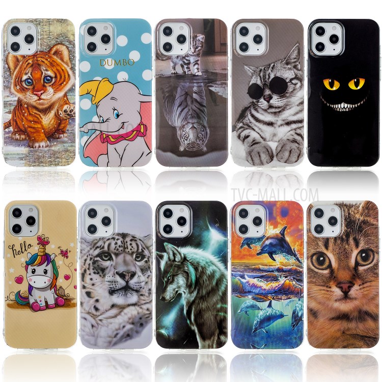 Animal Series IMD Soft TPU Case Phone Cover for iPhone 12 Pro Max 6.7 inch - Wolf-6
