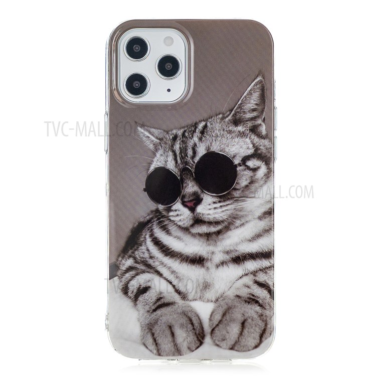 Animal Series IMD Soft TPU Case Phone Cover for iPhone 12 Pro Max 6.7 inch - Cat with Glasses-3