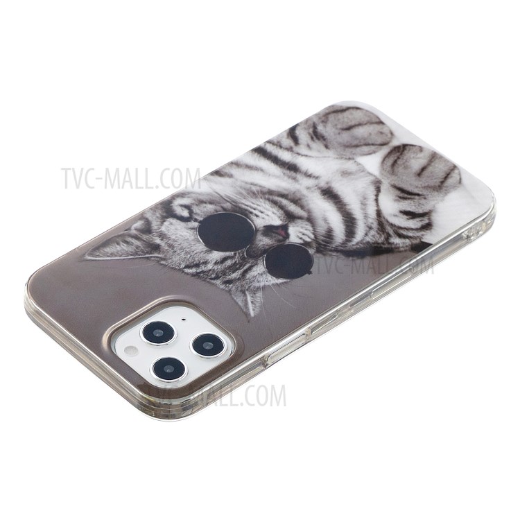 Animal Series IMD Soft TPU Case Phone Cover for iPhone 12 Pro Max 6.7 inch - Cat with Glasses-4