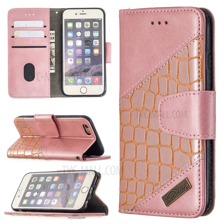 Crocodile Skin Assorted Color Style Leather Wallet Case for iPhone 6s / 6 4.7-inch - Rose Gold-1