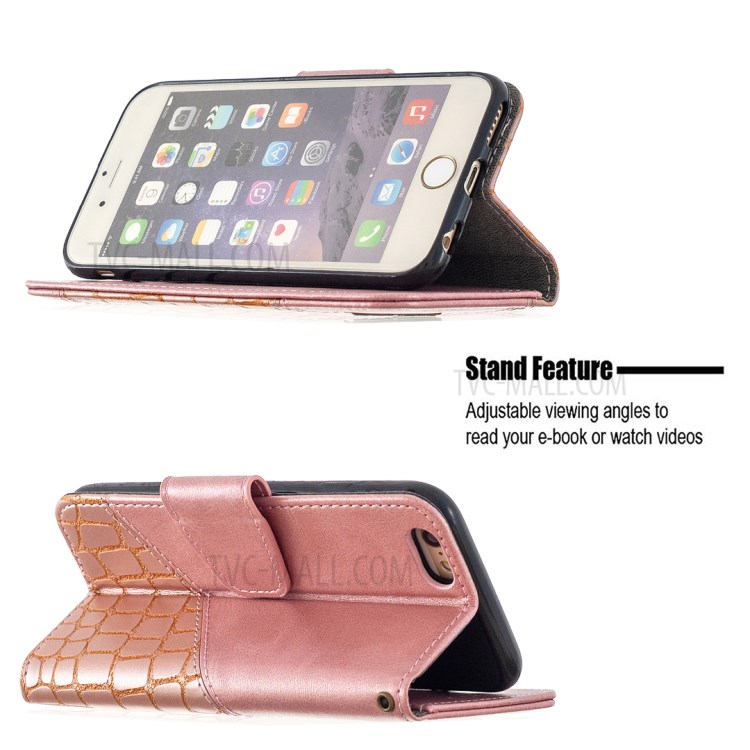 Crocodile Skin Assorted Color Style Leather Wallet Case for iPhone 6s / 6 4.7-inch - Rose Gold-2