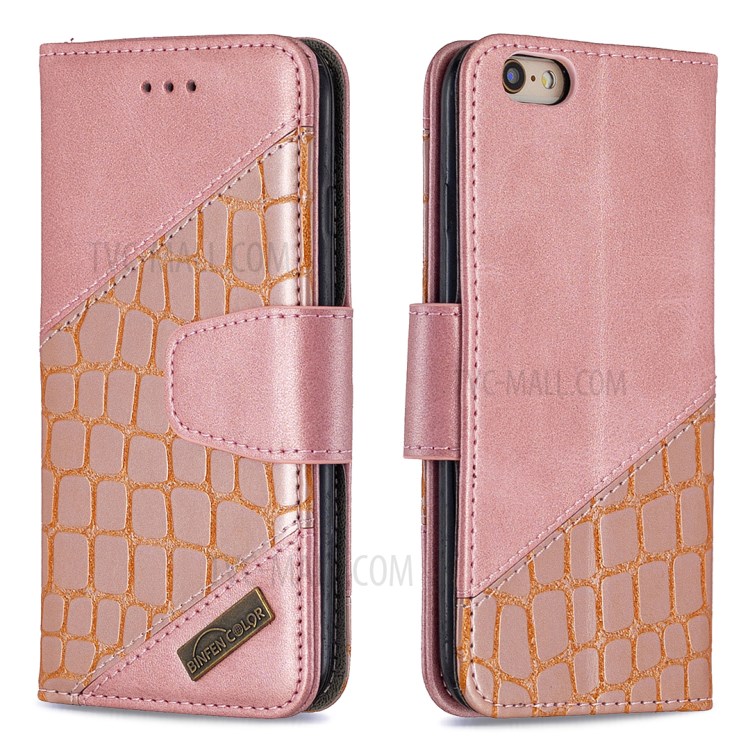 Crocodile Skin Assorted Color Style Leather Wallet Case for iPhone 6s / 6 4.7-inch - Rose Gold-6