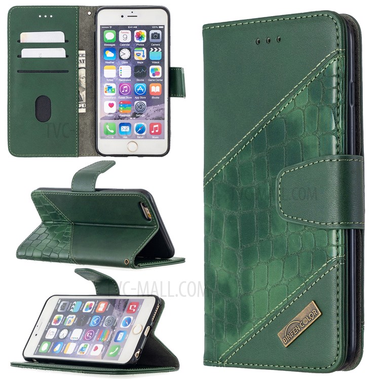 Color Matching Crocodile Surface Leather Cover for iPhone 6 Plus/6s Plus 5.5-inch - Green-1