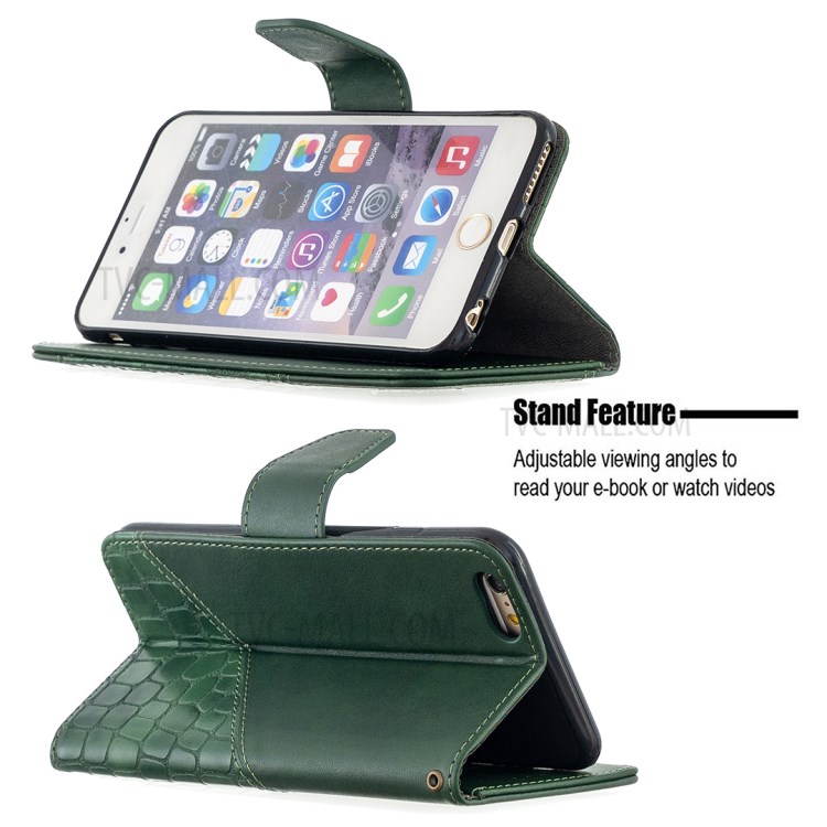 Color Matching Crocodile Surface Leather Cover for iPhone 6 Plus/6s Plus 5.5-inch - Green-2