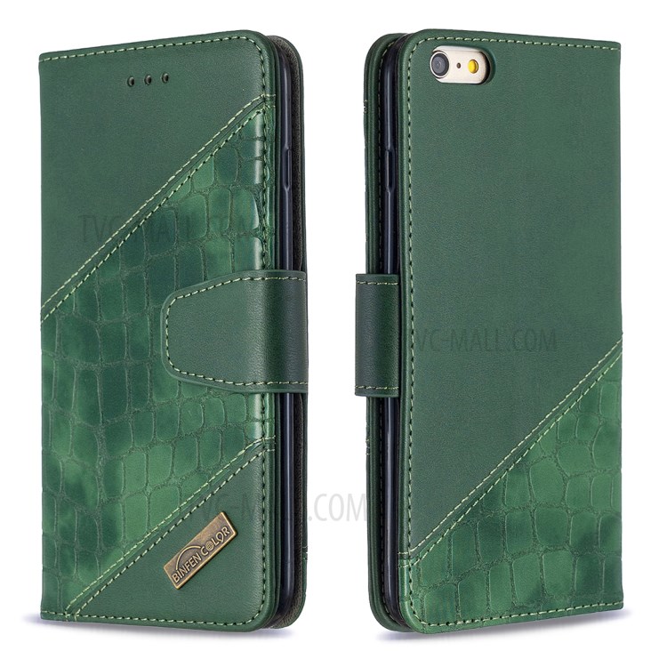 Color Matching Crocodile Surface Leather Cover for iPhone 6 Plus/6s Plus 5.5-inch - Green-6