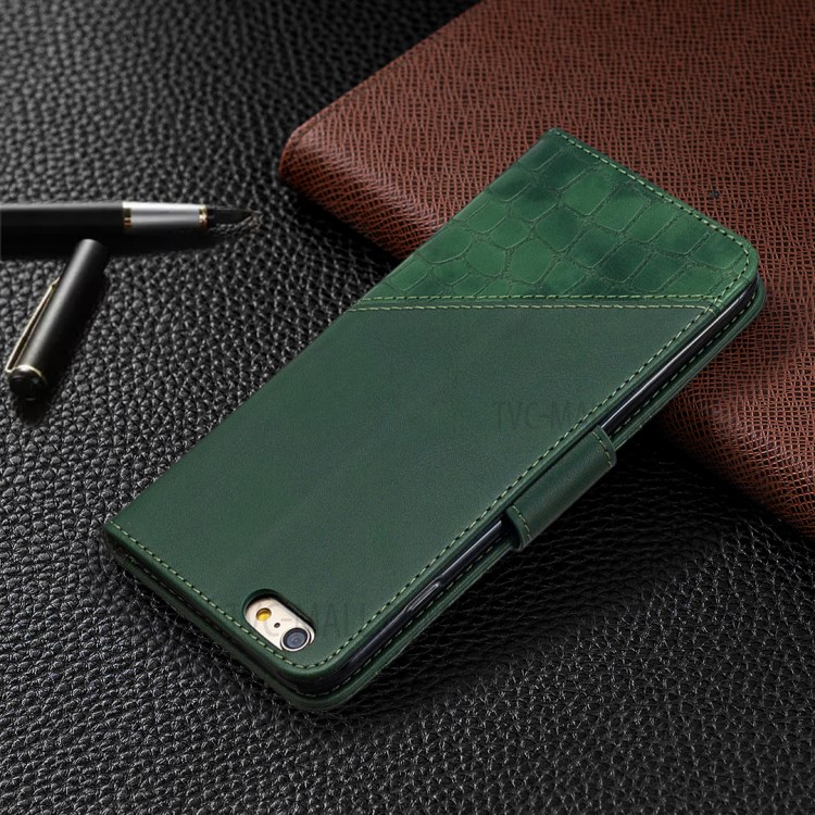 Color Matching Crocodile Surface Leather Cover for iPhone 6 Plus/6s Plus 5.5-inch - Green-8