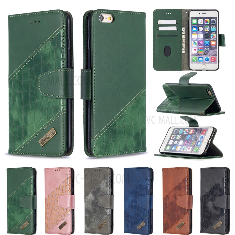 Color Matching Crocodile Surface Leather Cover for iPhone 6 Plus/6s Plus 5.5-inch - Green-9