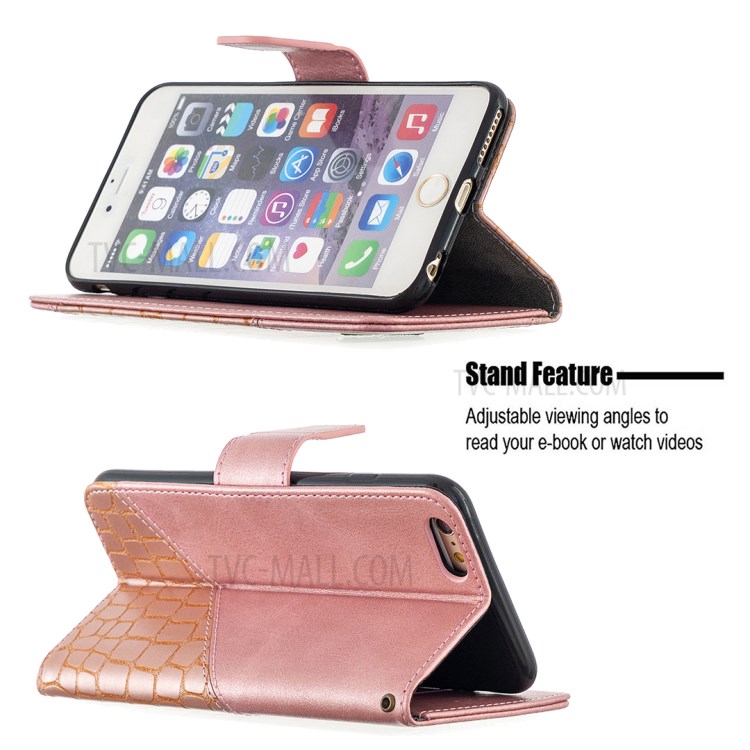 Color Matching Crocodile Surface Leather Cover for iPhone 6 Plus/6s Plus 5.5-inch - Rose Gold-2