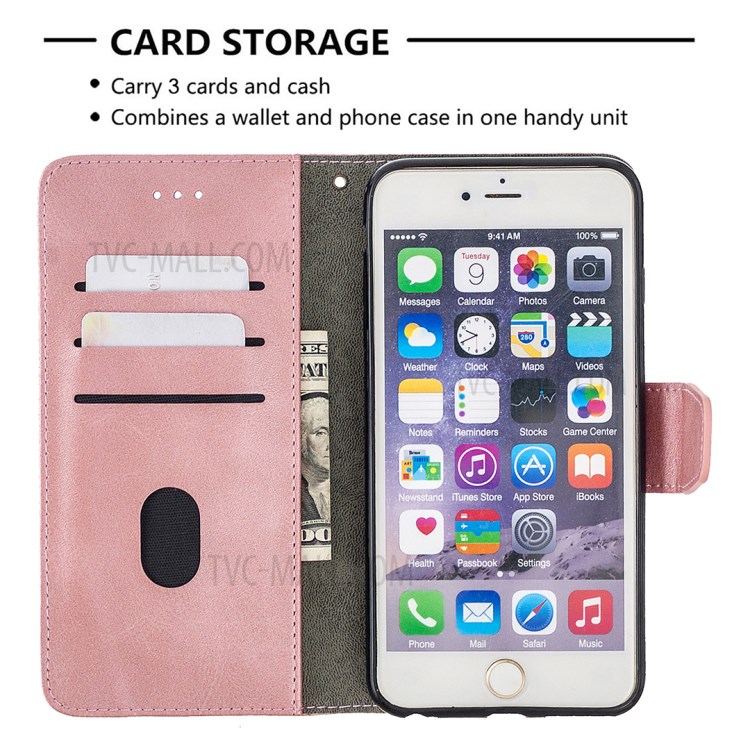 Color Matching Crocodile Surface Leather Cover for iPhone 6 Plus/6s Plus 5.5-inch - Rose Gold-3