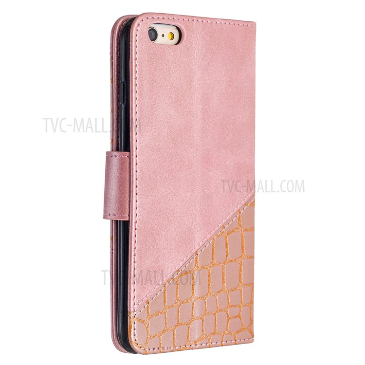Color Matching Crocodile Surface Leather Cover for iPhone 6 Plus/6s Plus 5.5-inch - Rose Gold-5
