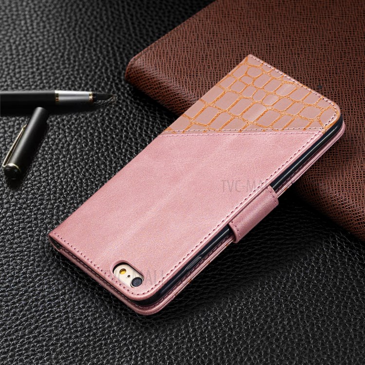 Color Matching Crocodile Surface Leather Cover for iPhone 6 Plus/6s Plus 5.5-inch - Rose Gold-8