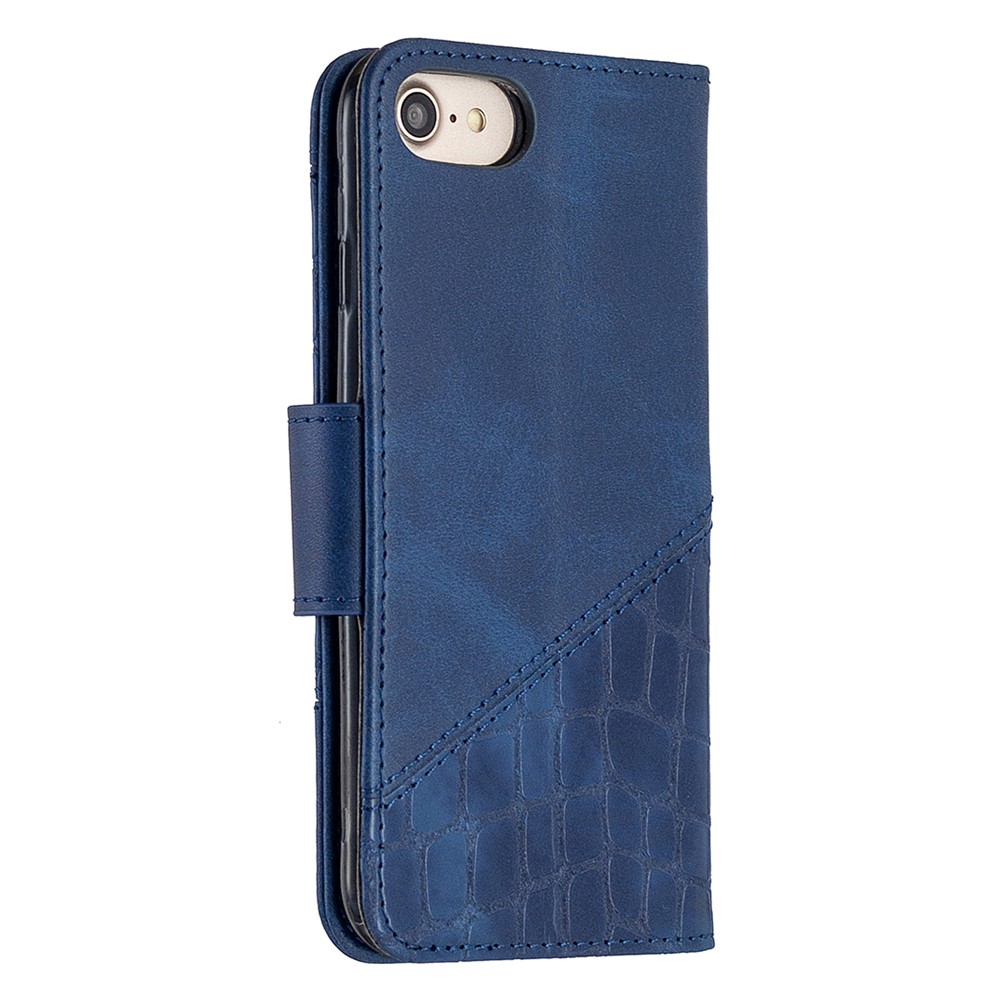 Color Matching Crocodile Skin Leather Cover for iPhone SE (2nd Generation)/8/7 - Blue-5