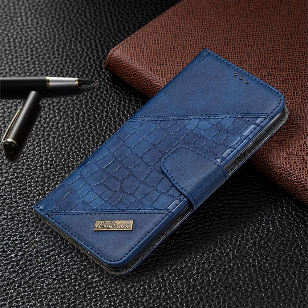 Color Matching Crocodile Skin Leather Cover for iPhone SE (2nd Generation)/8/7 - Blue-7