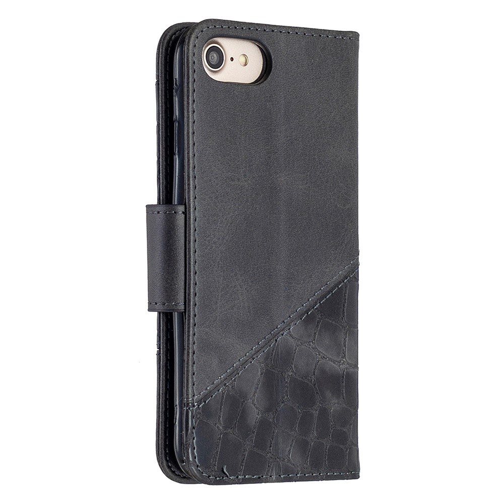 Color Matching Crocodile Skin Leather Cover for iPhone SE (2nd Generation)/8/7 - Black-5