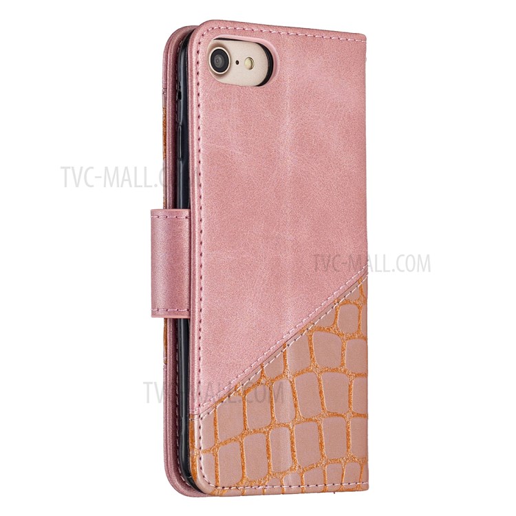 Color Matching Crocodile Skin Leather Cover for iPhone SE (2nd Generation)/8/7 - Rose Gold-5