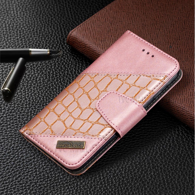 Color Matching Crocodile Skin Leather Cover for iPhone SE (2nd Generation)/8/7 - Rose Gold-7