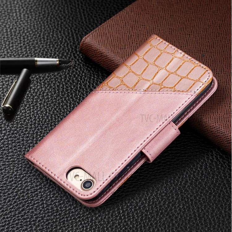 Color Matching Crocodile Skin Leather Cover for iPhone SE (2nd Generation)/8/7 - Rose Gold-8