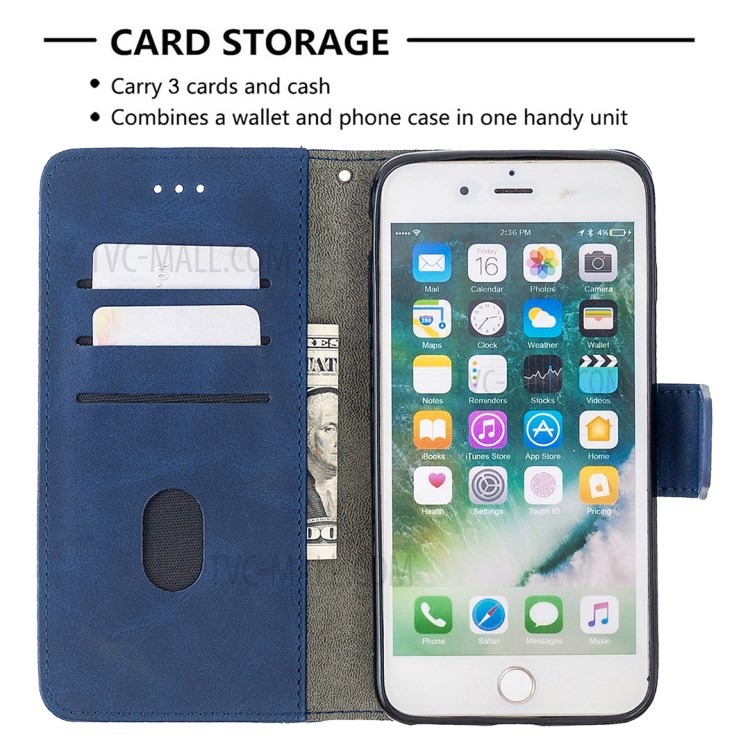 Correspondência De Cores De Pele De Crocodilo Capa De Couro Exclusivo Para Iphone 8 Plus / 7 Acrescida De 5,5 Polegadas - Azul-3