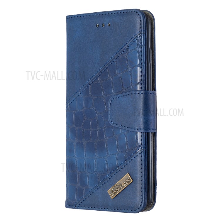 Correspondência De Cores De Pele De Crocodilo Capa De Couro Exclusivo Para Iphone 8 Plus / 7 Acrescida De 5,5 Polegadas - Azul-4