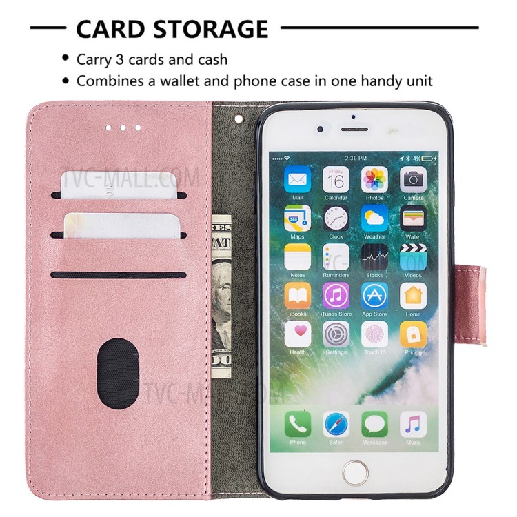 Color Matching Crocodile Skin Unique Leather Cover for iPhone 8 Plus/7 Plus 5.5 inch - Rose Gold-3
