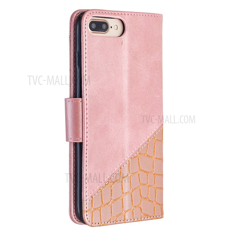 Color Matching Crocodile Skin Unique Leather Cover for iPhone 8 Plus/7 Plus 5.5 inch - Rose Gold-5