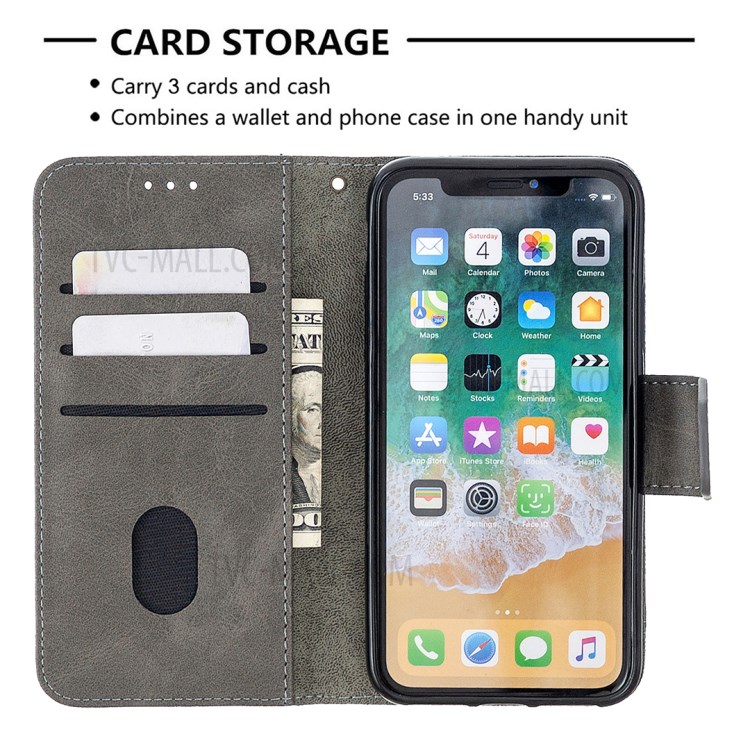 Color Matching Crocodile Skin Style Leather Cover for iPhone X/XS 5.8 inch - Grey-3