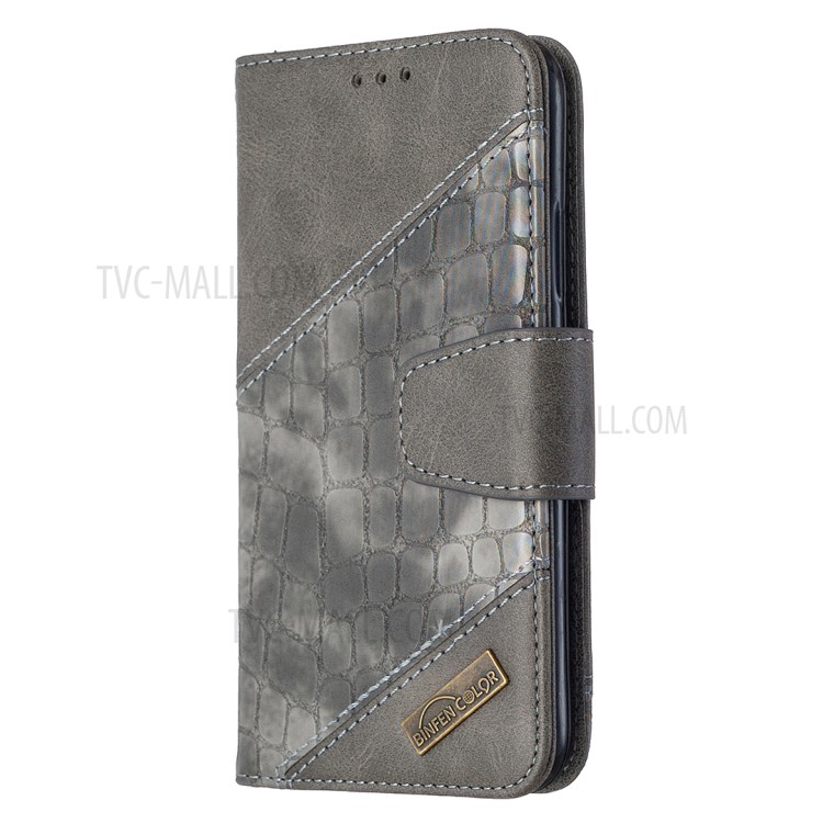 Color Matching Crocodile Skin Style Leather Cover for iPhone X/XS 5.8 inch - Grey-4