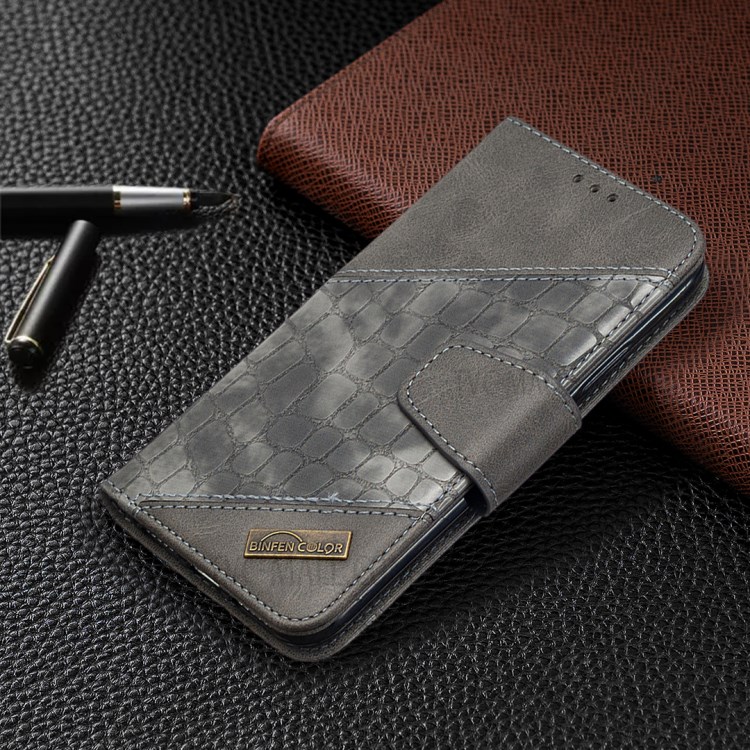 Color Matching Crocodile Skin Style Leather Cover for iPhone X/XS 5.8 inch - Grey-7