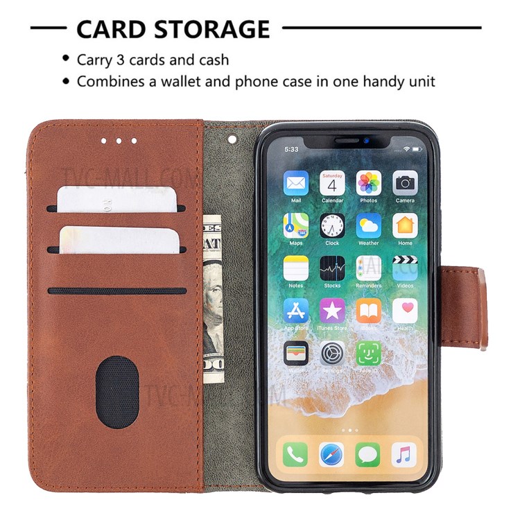 Color Matching Crocodile Skin Style Leather Cover for iPhone X/XS 5.8 inch - Brown-3