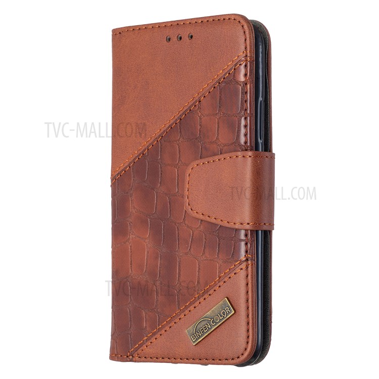 Color Matching Crocodile Skin Style Leather Cover for iPhone X/XS 5.8 inch - Brown-4