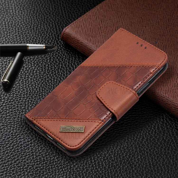 Color Matching Crocodile Skin Style Leather Cover for iPhone X/XS 5.8 inch - Brown-7