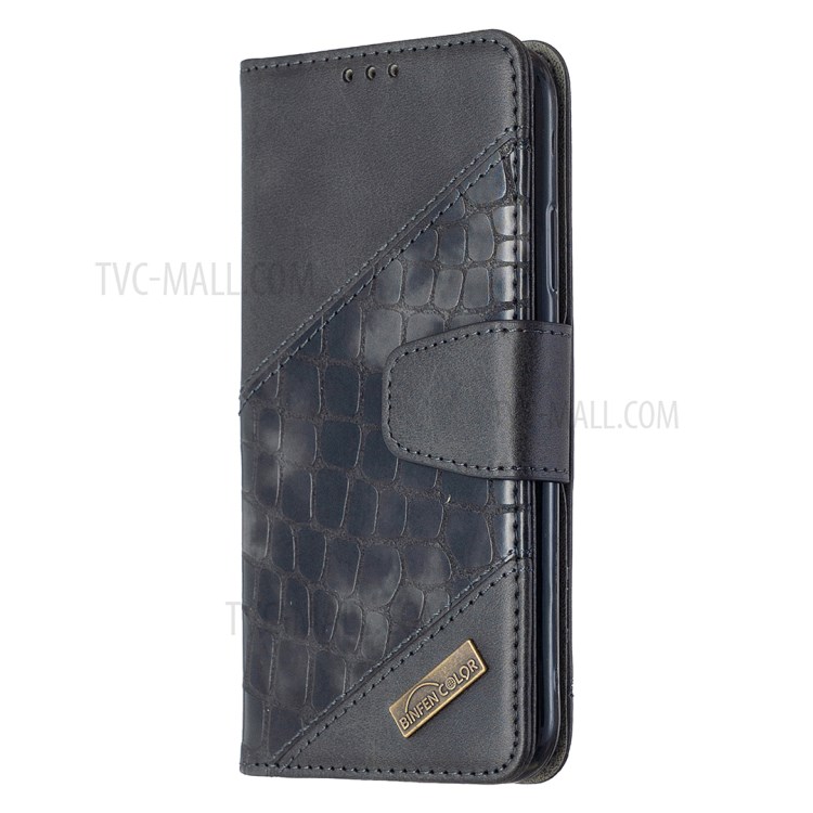 Color Matching Crocodile Skin Leather Shell for iPhone XR 6.1 inch - Black-4