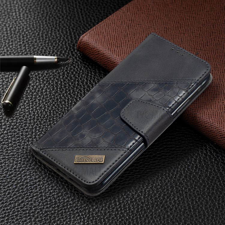 Color Matching Crocodile Skin Leather Shell for iPhone XR 6.1 inch - Black-7