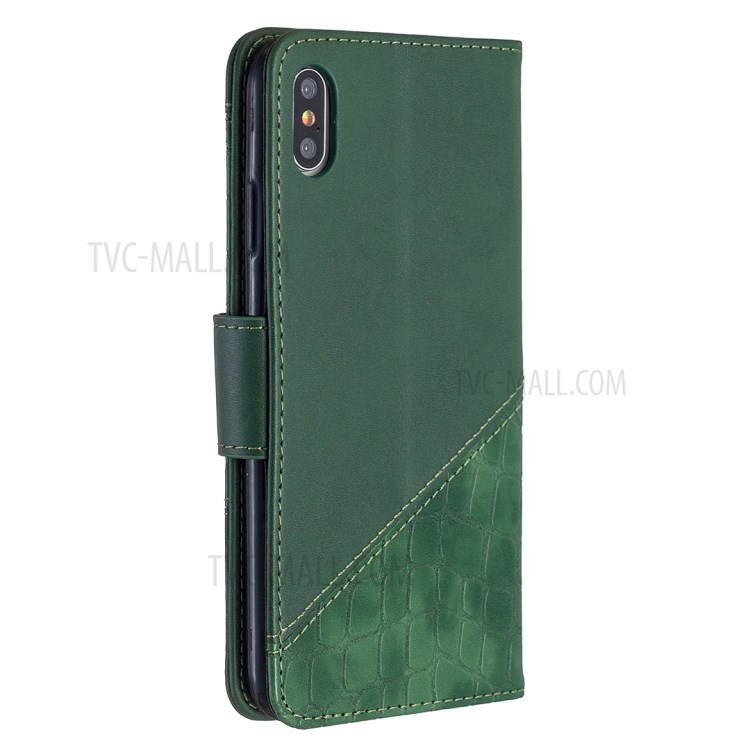 Cubierta De Cuero Caja De La Piel De Cocodrilo Coincidencia De Color Para El IPhone XS Max 6,5 Pulgadas - Verde-5