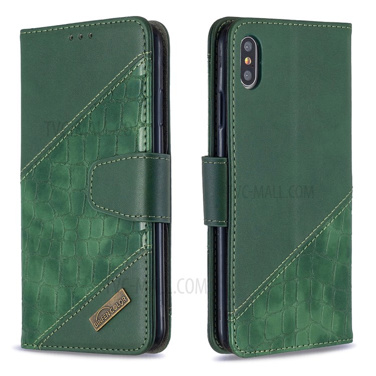 Cubierta De Cuero Caja De La Piel De Cocodrilo Coincidencia De Color Para El IPhone XS Max 6,5 Pulgadas - Verde-6