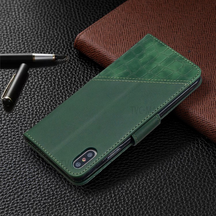 Cubierta De Cuero Caja De La Piel De Cocodrilo Coincidencia De Color Para El IPhone XS Max 6,5 Pulgadas - Verde-8