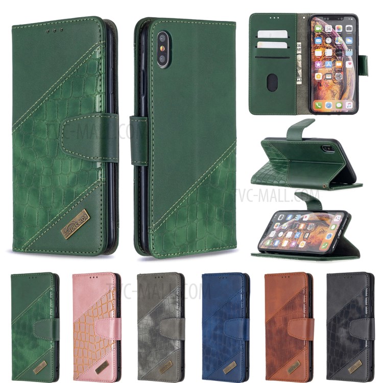 Cubierta De Cuero Caja De La Piel De Cocodrilo Coincidencia De Color Para El IPhone XS Max 6,5 Pulgadas - Verde-9
