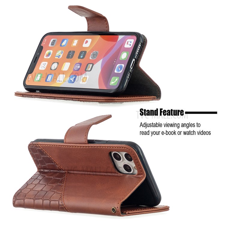 Farbabmusterung Krokodilhaut-Lederabdeckung Für Iphone 11 Pro 5,8 Inch - Braun-2