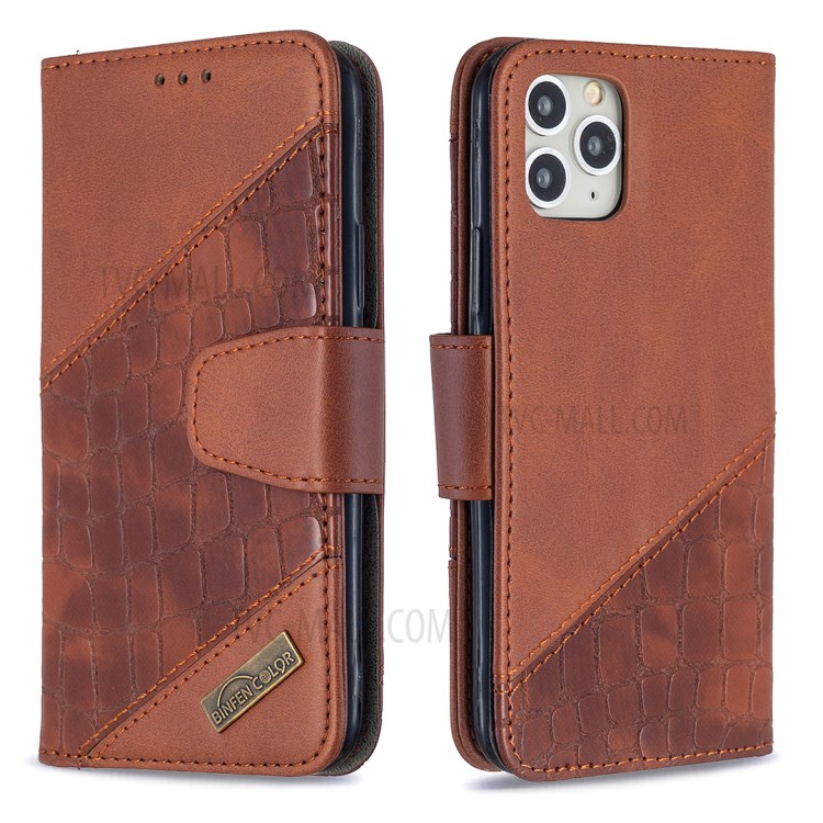 Farbabmusterung Krokodilhaut-Lederabdeckung Für Iphone 11 Pro 5,8 Inch - Braun-6