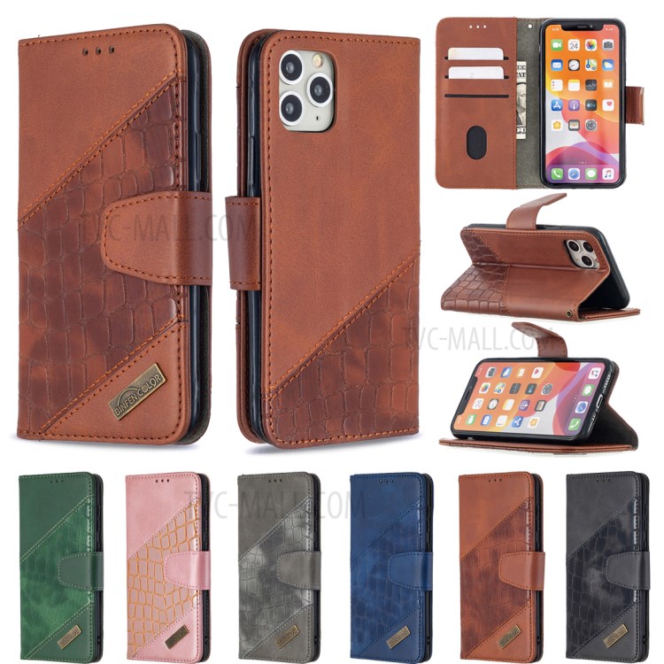Farbabmusterung Krokodilhaut-Lederabdeckung Für Iphone 11 Pro 5,8 Inch - Braun-9