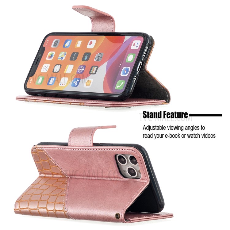 Color Matching Crocodile Skin Leather Cover for iPhone 11 Pro 5.8 inch - Rose Gold-2